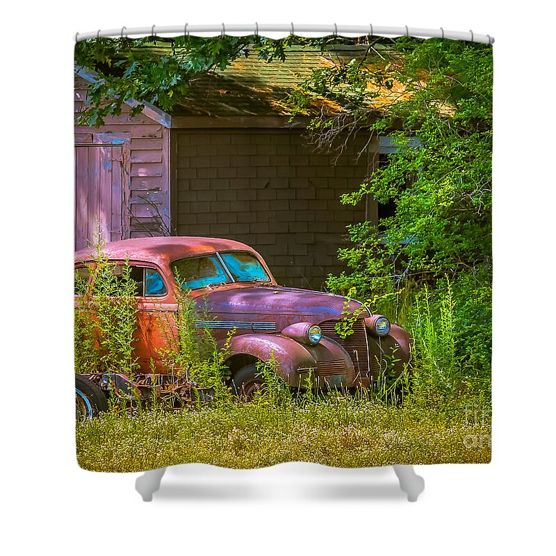 Transportation Shower Curtain featuring the photograph Behind the old barn by Claudia M Photography