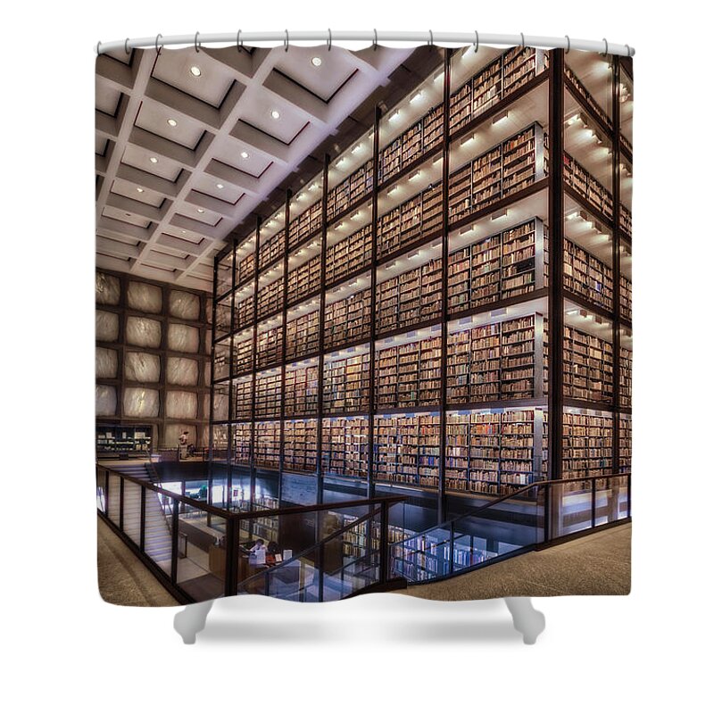 Yale University Library Shower Curtain featuring the photograph Beinecke Rare Book and Manuscript Library by Susan Candelario