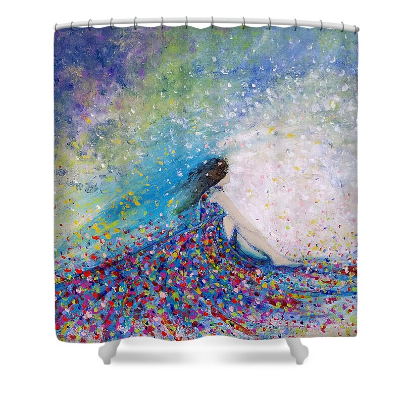 Being A Woman Shower Curtain featuring the painting Being a Woman - #5 In a daydream by Kume Bryant