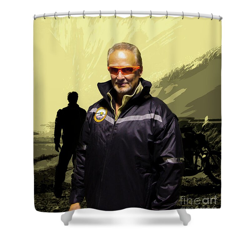 Biker Shower Curtain featuring the photograph BEING IN The Movie III by Al Bourassa
