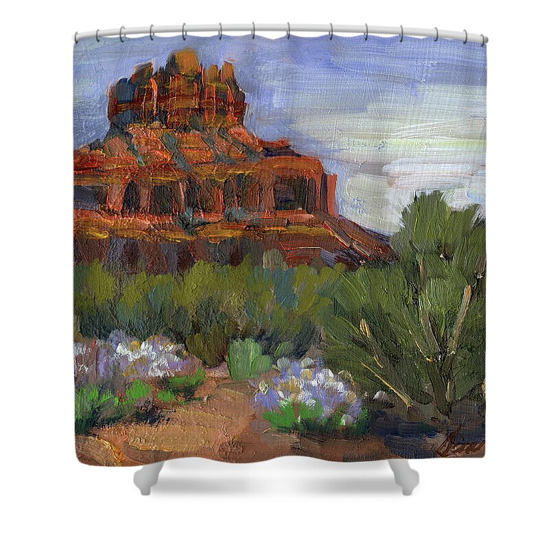 Bell Rock Shower Curtain featuring the painting Bell Rock Sedona by Diane McClary