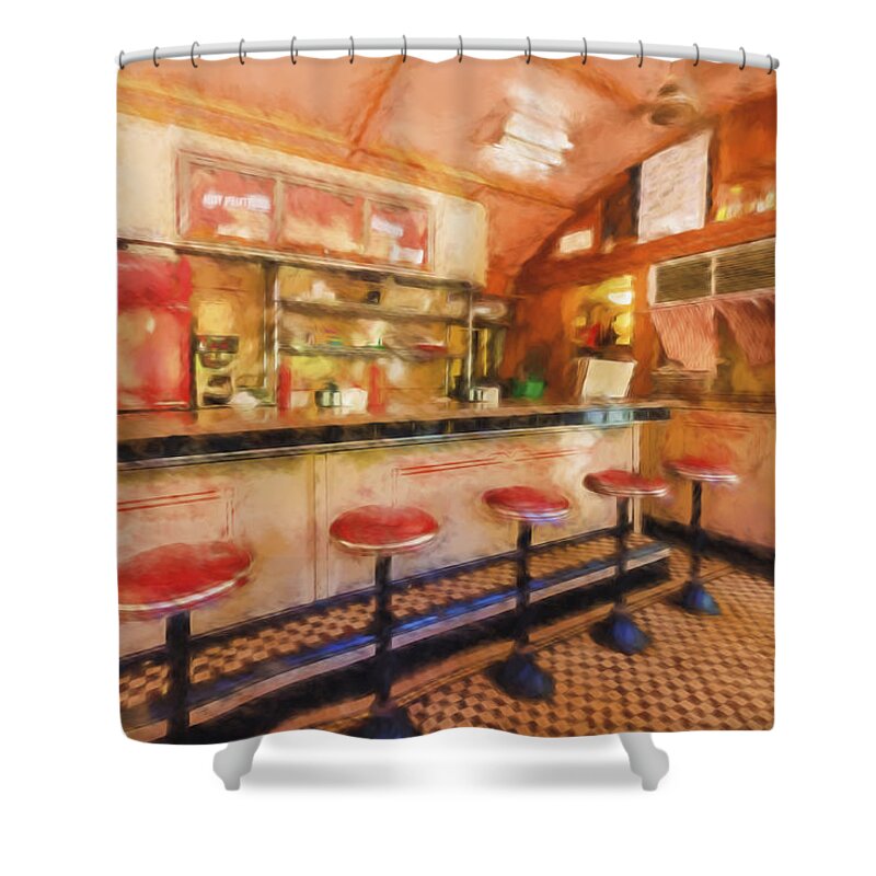 Miss Bellows Falls Diner Shower Curtain featuring the photograph Bellows Falls Diner by Tom Singleton