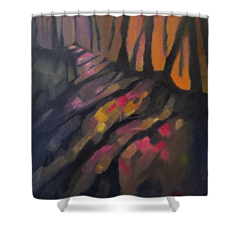Abstract Shower Curtain featuring the painting Bells of Winter by Suzy Norris