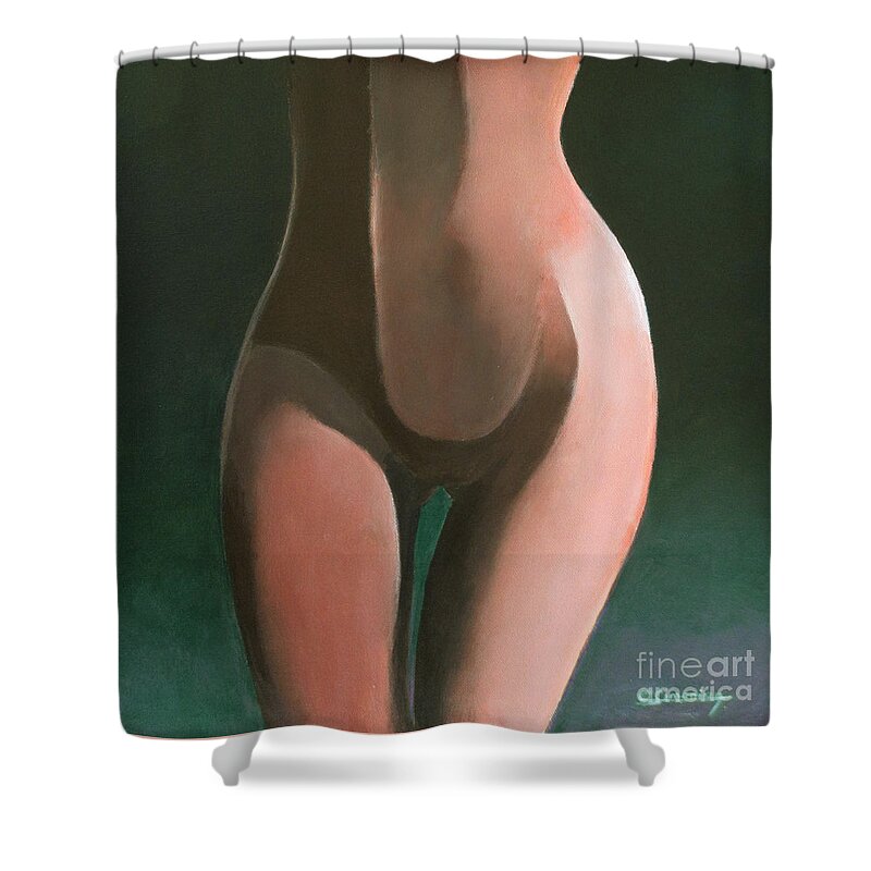 Nude Shower Curtain featuring the painting Belly by Christian Simonian