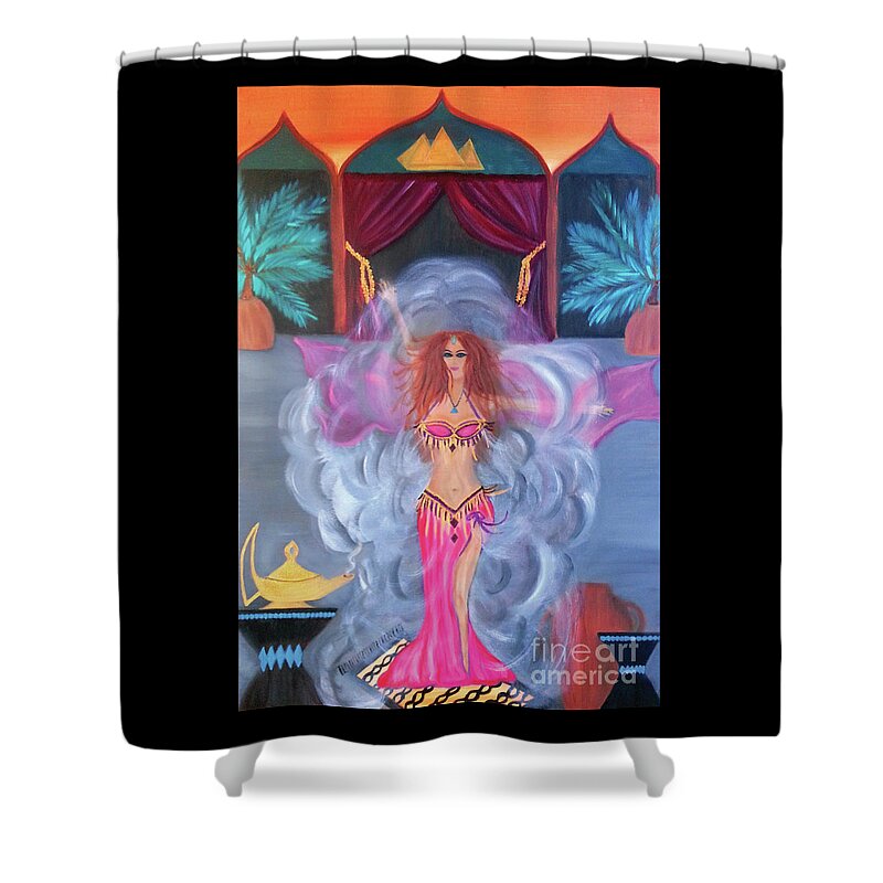 Belly Dance Shower Curtain featuring the painting Belly Dance Genie by Artist Linda Marie