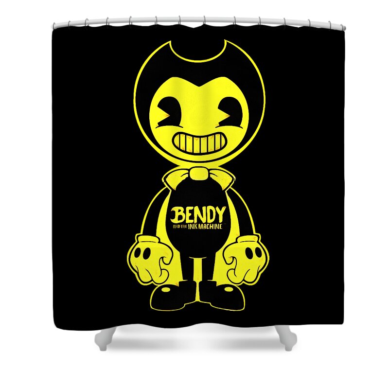 Bendy And The Ink Machine Shower Curtain featuring the drawing Bendy and the Ink Machine by Jane Foster