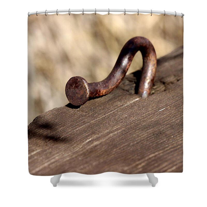 James Smullins Shower Curtain featuring the photograph Bent nail by James Smullins