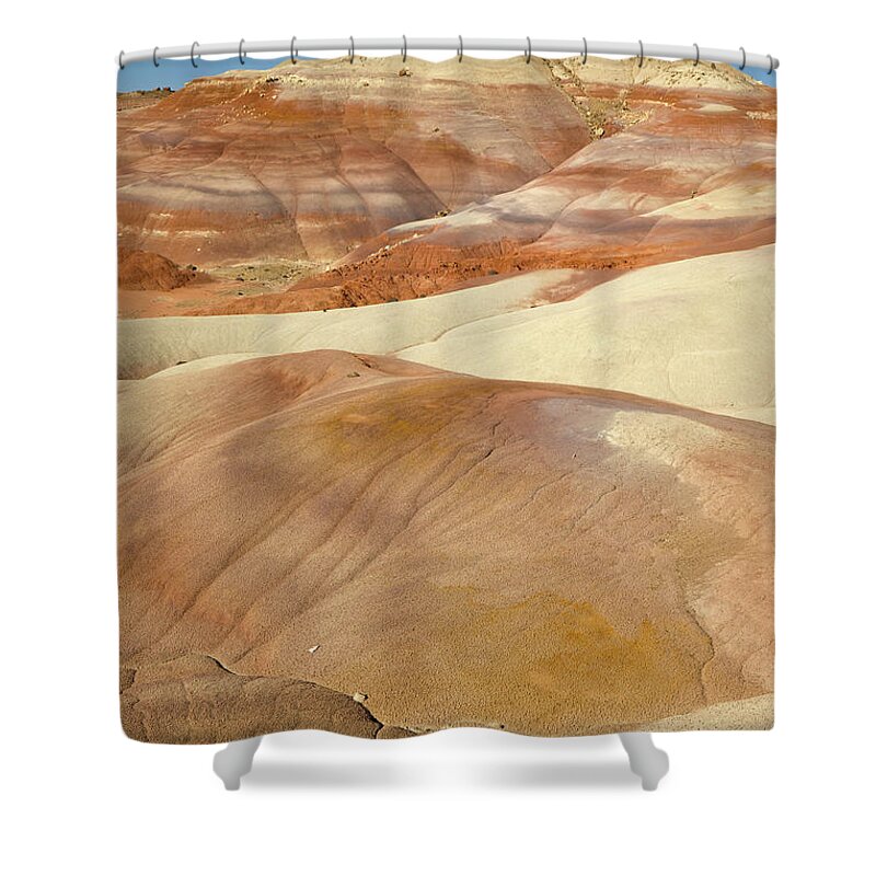 00431161 Shower Curtain featuring the photograph Bentonite Hills, Capitol Reef by Yva Momatiuk and John Eastcott