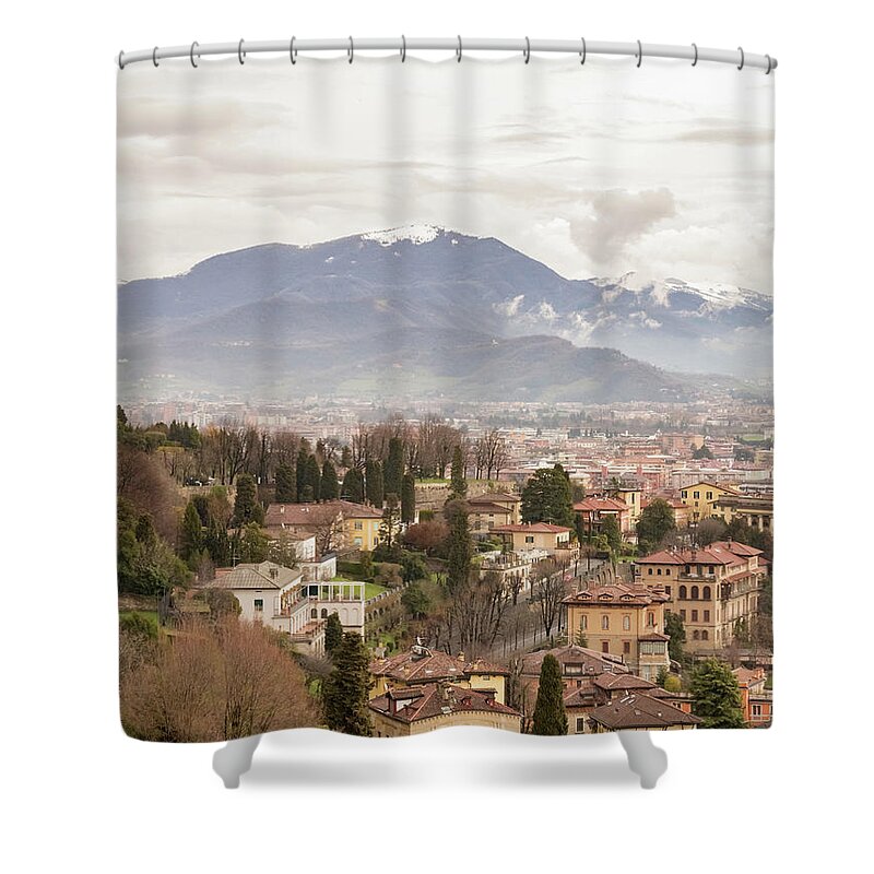 Bergamo Shower Curtain featuring the photograph Bergamo and the Mountains by Pavel Melnikov