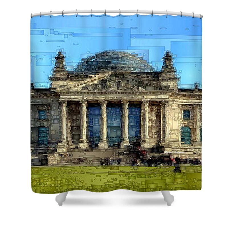 Rafael Salazar Shower Curtain featuring the digital art Berlin Parliament Reichstag building by Rafael Salazar