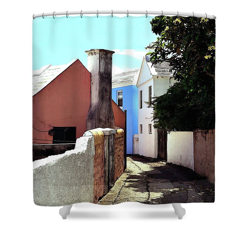 Bermuda Shower Curtain featuring the photograph Bermuda Backstreet by Richard Ortolano