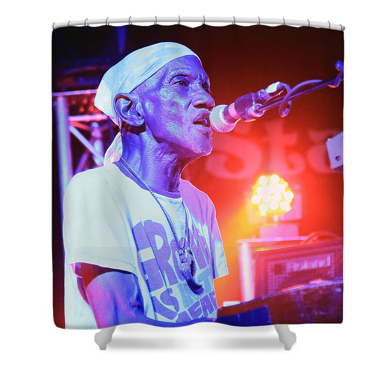 Hyperion Music And Arts Festival Bernie Worrell Parliament Funkadelic And Talking Heads And Rock And Roll Hall Of Fame Shower Curtain featuring the photograph Bernie Worrell by PJQandFriends Photography