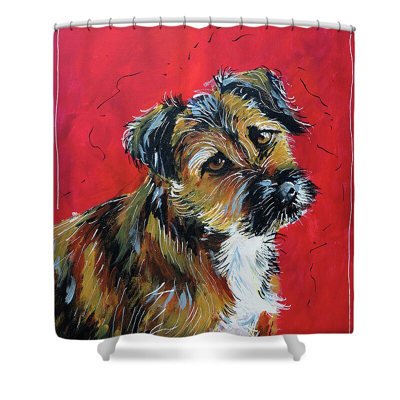 Pet Portrait Shower Curtain featuring the painting Bess by Laura Hol