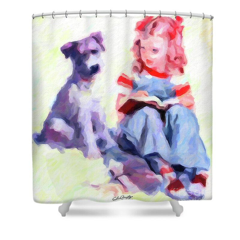 Portrait Shower Curtain featuring the painting Best Friends by Chris Armytage