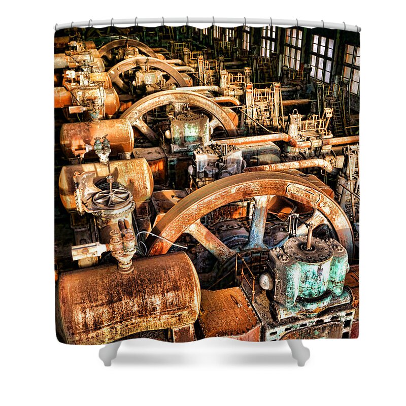 Bethlehem Shower Curtain featuring the photograph Bethlehem Steel Blower House by Olivier Le Queinec
