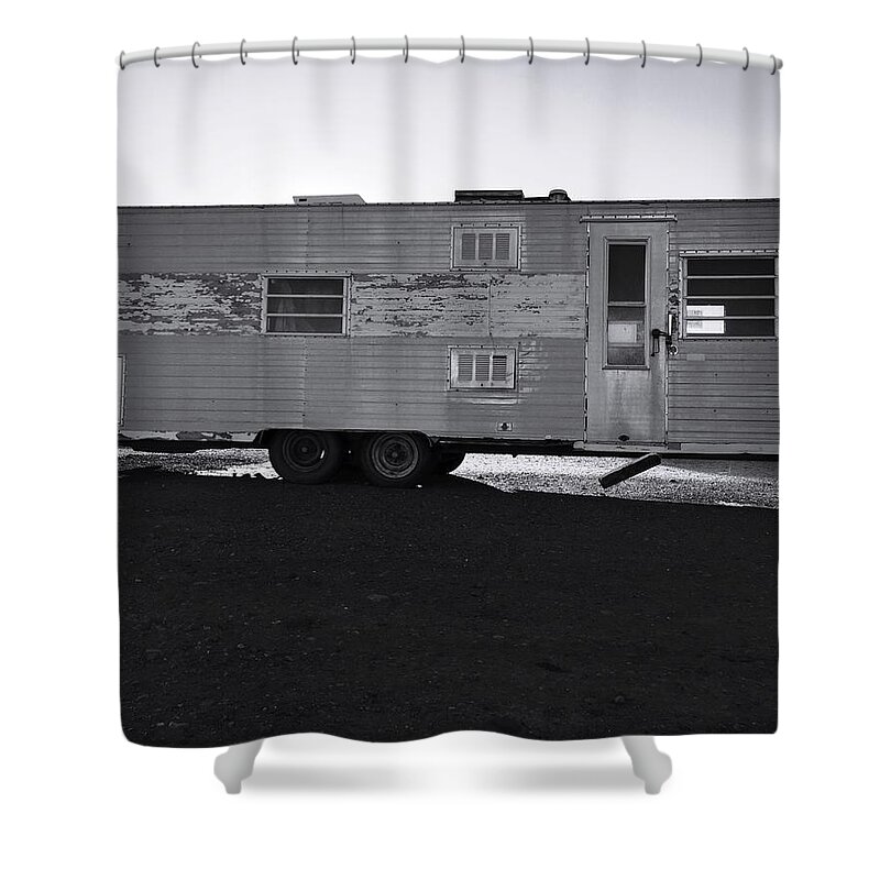 Black And White Shower Curtain featuring the photograph Better Days On Route 66 by Brad Hodges