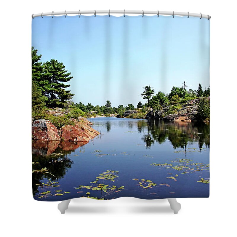 French River Shower Curtain featuring the photograph Between Islands French River Delta by Debbie Oppermann