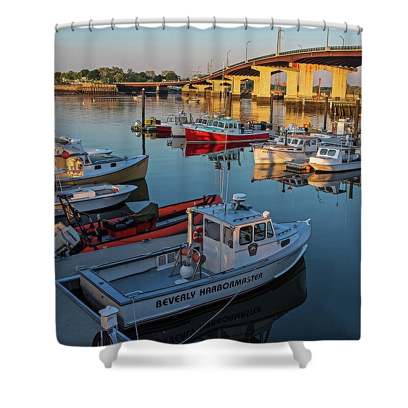 Beverly Shower Curtain featuring the photograph Beverly Harbor At Sunrise Beverly MA by Toby McGuire