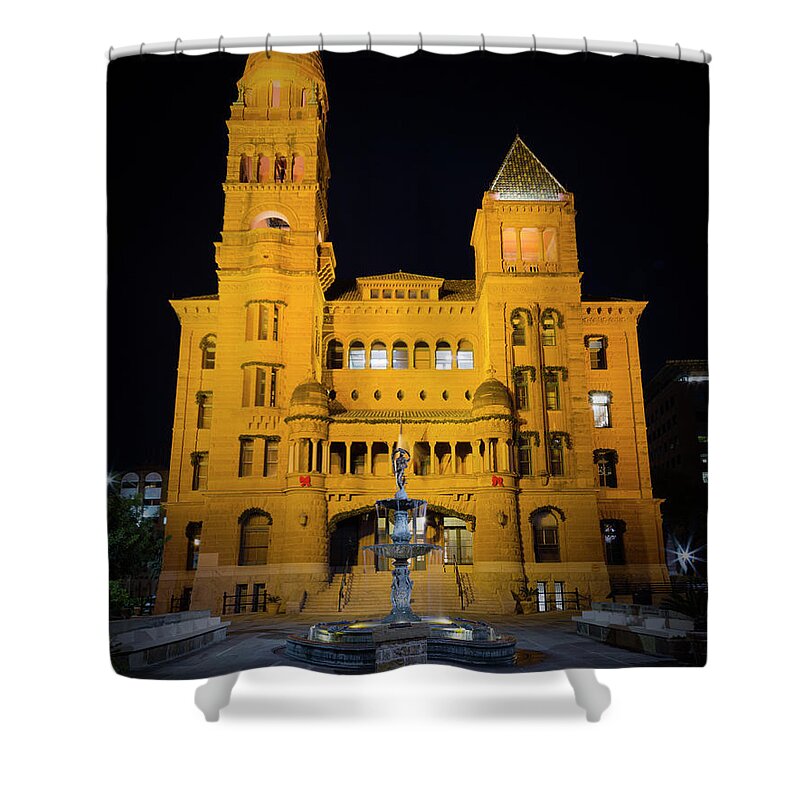 Bexar County Shower Curtain featuring the photograph Bexar County Courthouse Illumination by Stephen Stookey