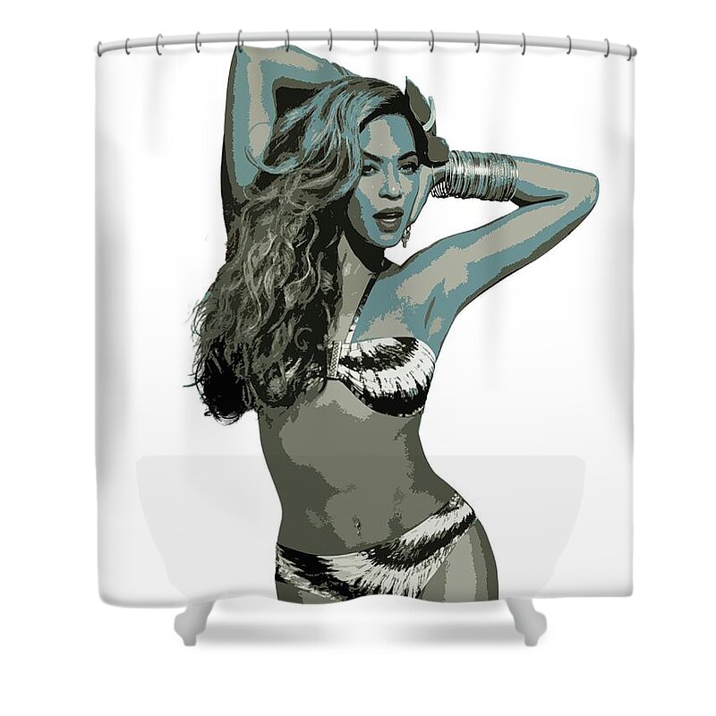 Beyonce Shower Curtain featuring the digital art Beyonce Cutout Art by David Dehner