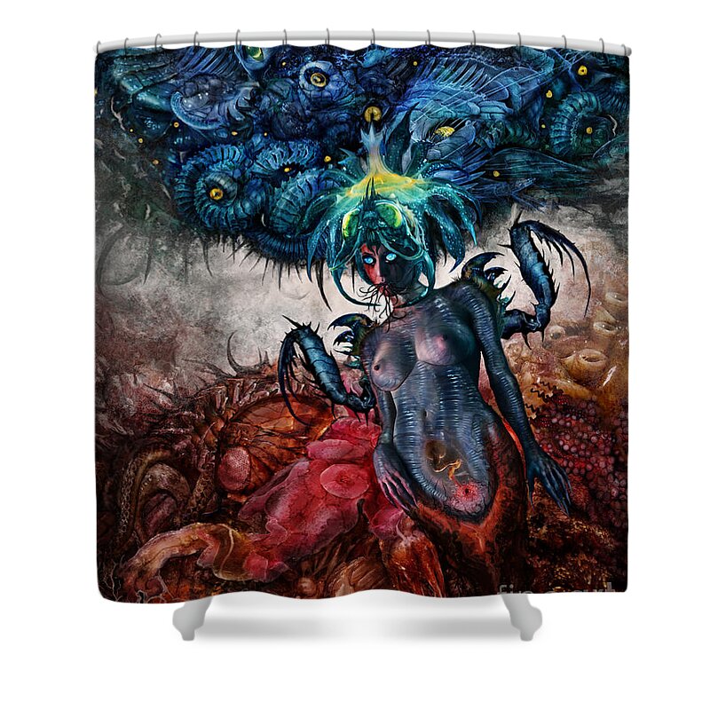Tony Koehl Shower Curtain featuring the mixed media Beyond Cure by Tony Koehl
