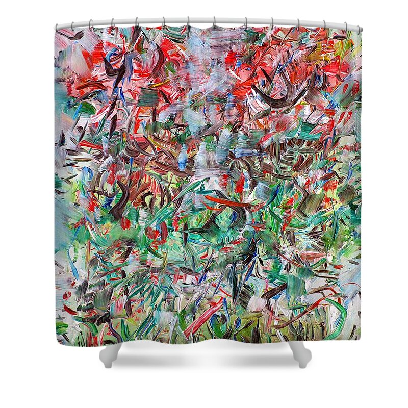 Abstract Shower Curtain featuring the painting Beyond The Borders by Fabrizio Cassetta
