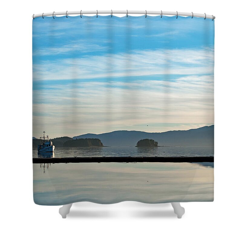 Seascape Shower Curtain featuring the photograph Beyond the Breakwater by Cathy Mahnke