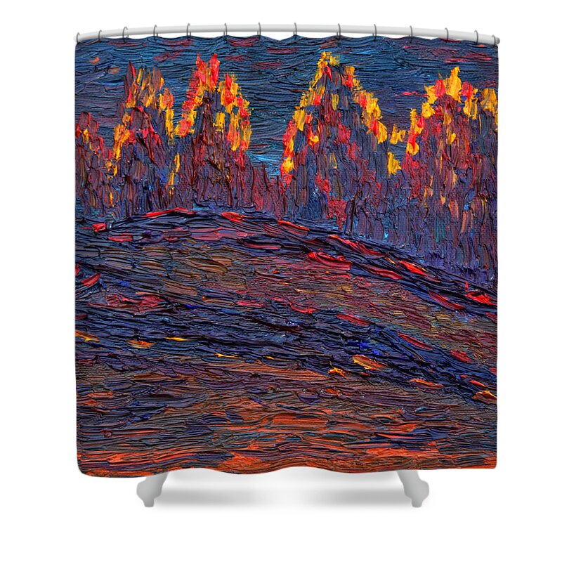 Night Shower Curtain featuring the painting Beyond the Darkness by Vadim Levin