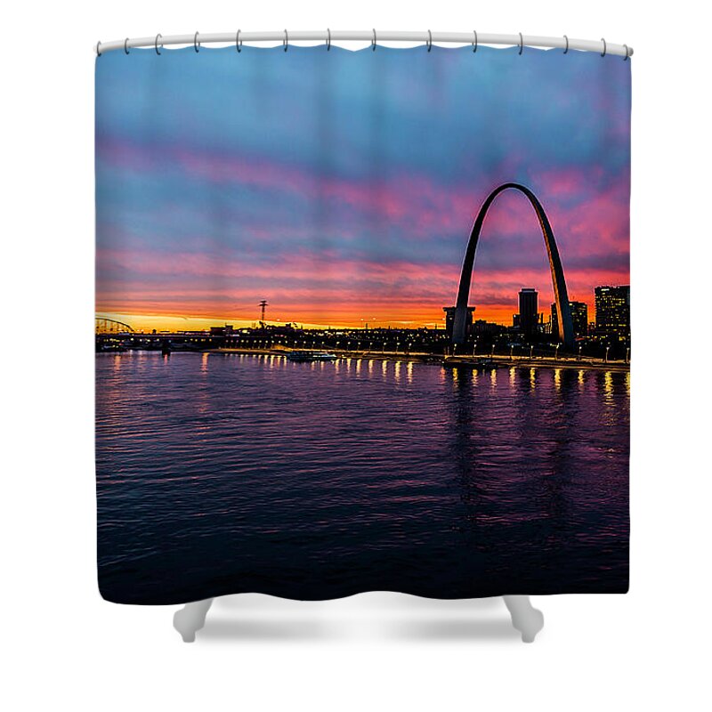 St. Louis Shower Curtain featuring the photograph Beyond the Gateway by Marcus Hustedde
