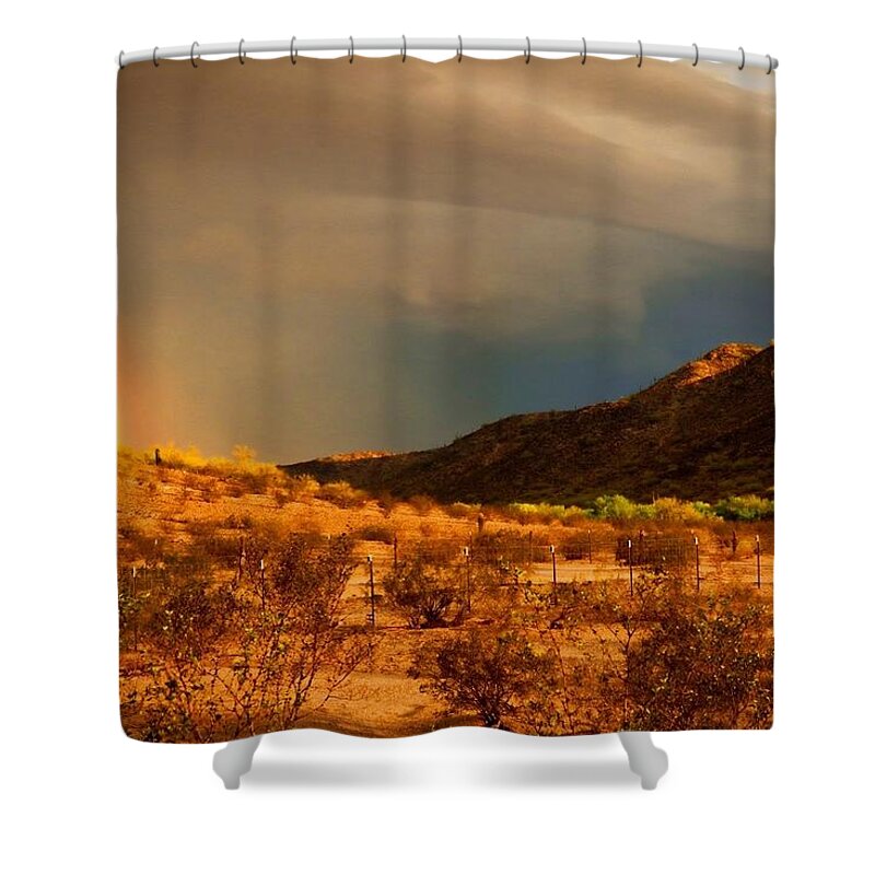 Arizona Shower Curtain featuring the photograph Beyond the Rainbow by Judy Kennedy