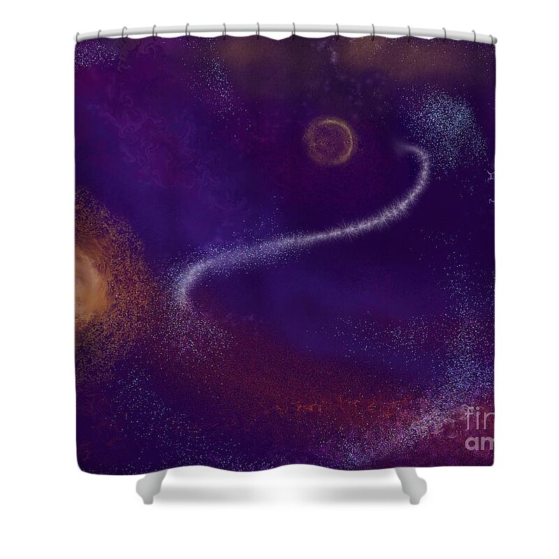 Space Shower Curtain featuring the painting Beyond The Realms of Ancient Light by Roxy Riou