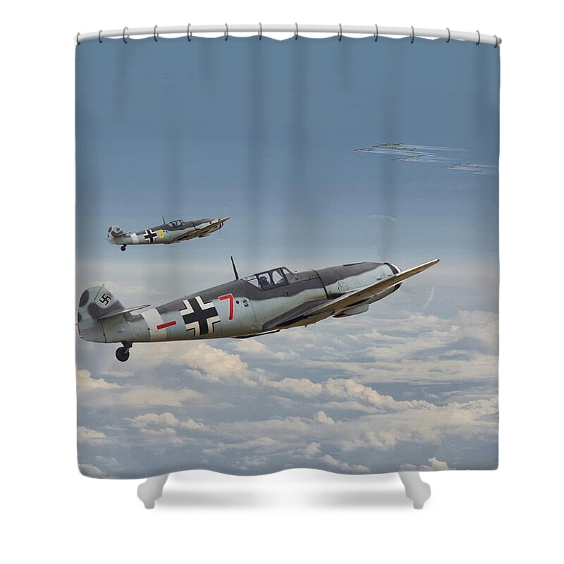 Aircraft Shower Curtain featuring the photograph Bf109-G - Honour the Threat by Pat Speirs