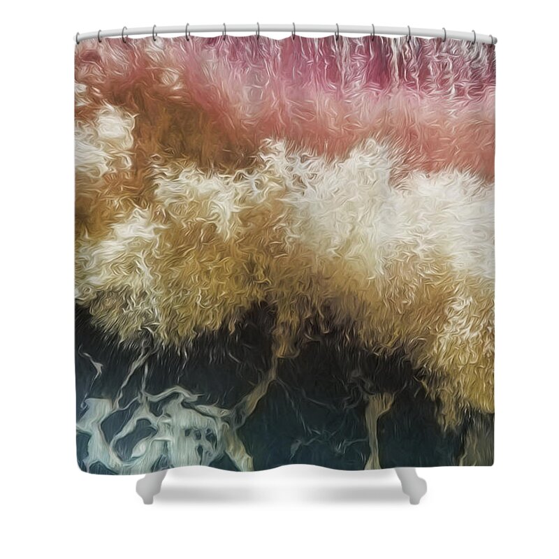 Abstract Experimentalism Shower Curtain featuring the digital art Bichon Frise by Becky Titus