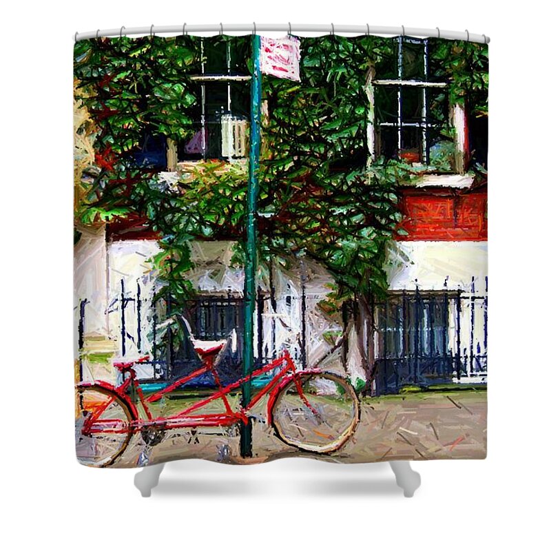 Greenwich Village Shower Curtain featuring the digital art Bicycle Parking Sketch by Randy Aveille