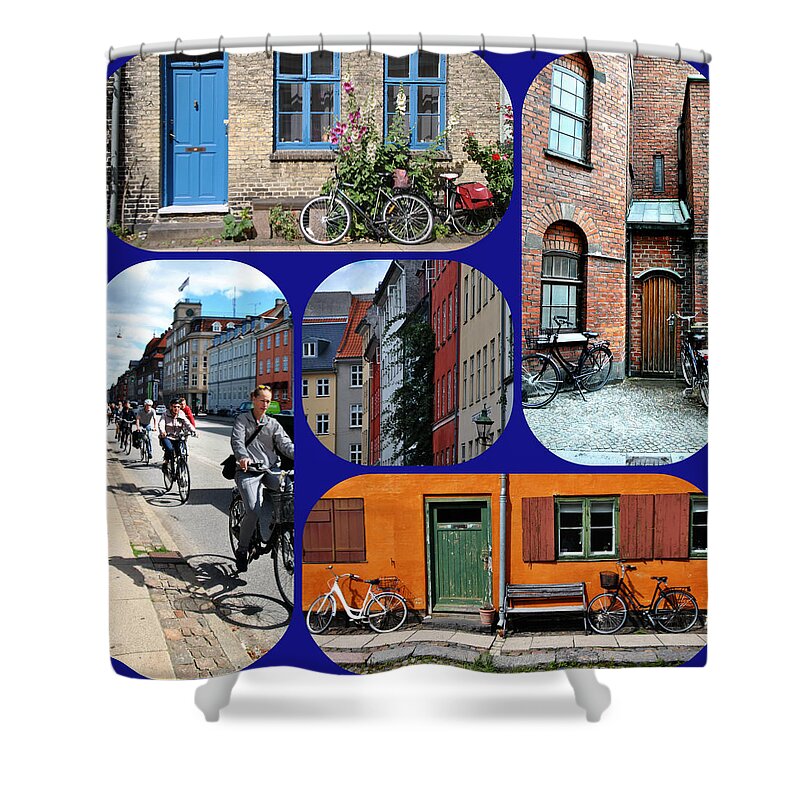 Scandinavian Countries Shower Curtain featuring the photograph Bicycles around Copenhagen by Jacqueline M Lewis
