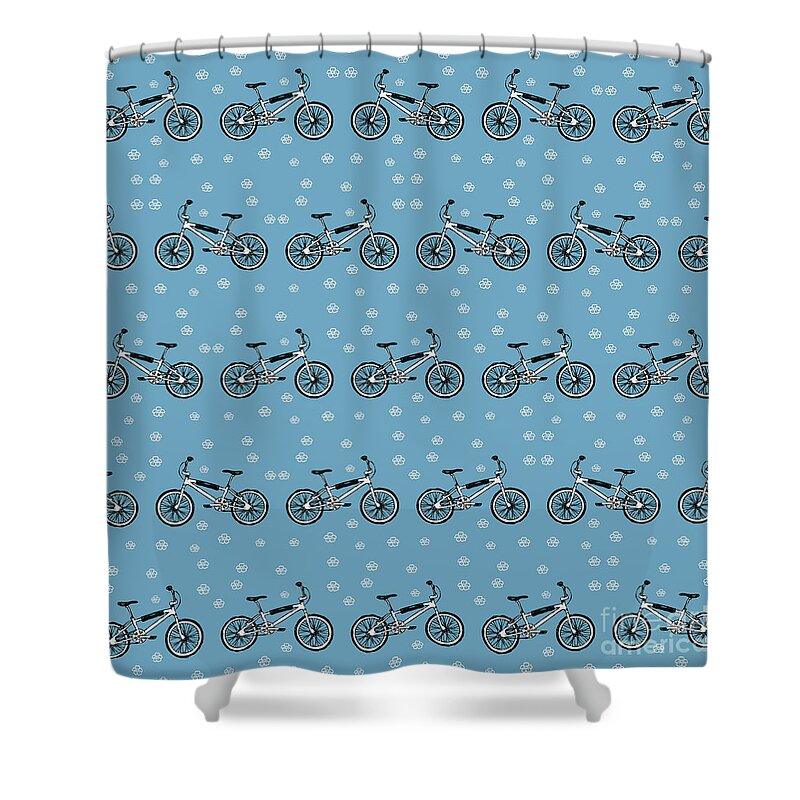 Bicycles Shower Curtain featuring the digital art Bicycles pattern by Gaspar Avila