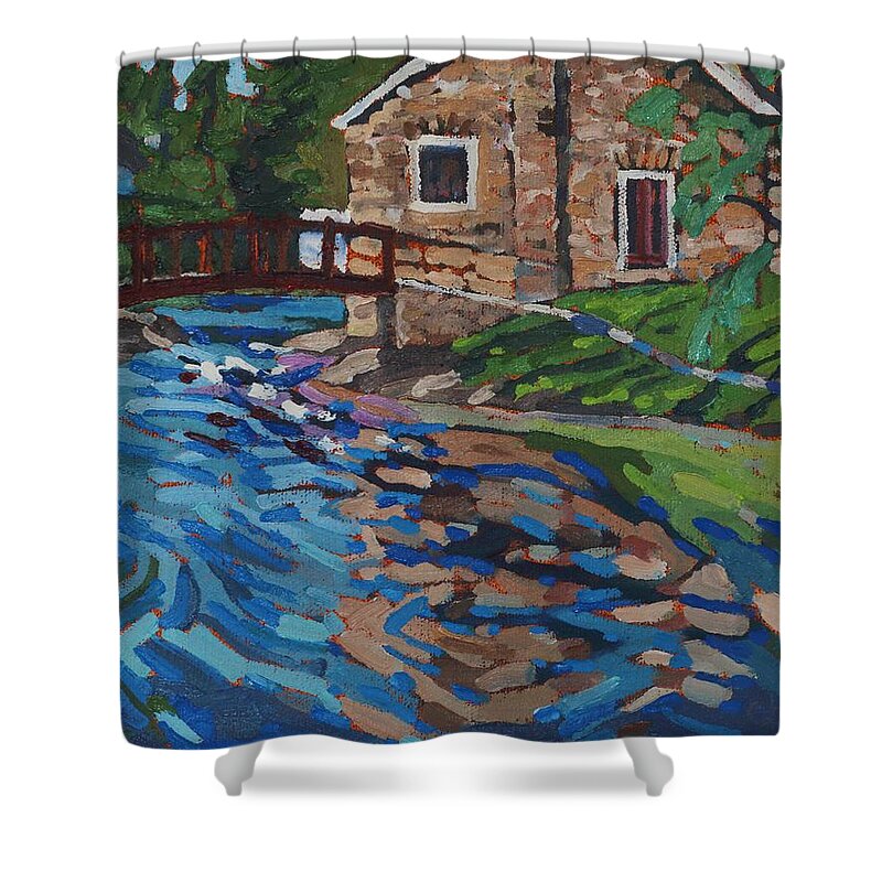 2101 Shower Curtain featuring the painting Big Ben Pond by Phil Chadwick