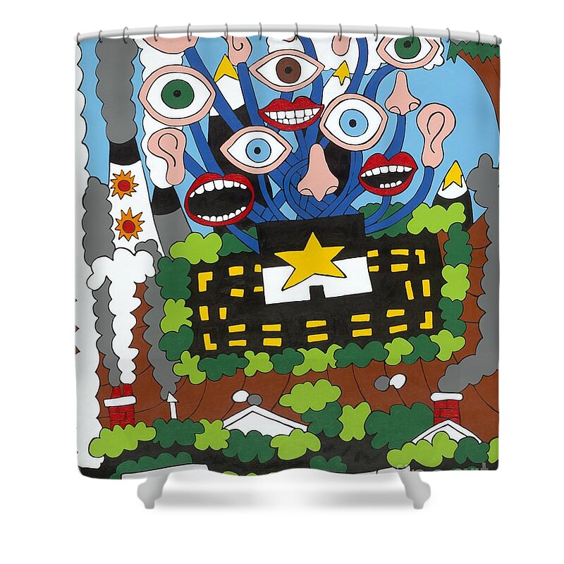 Eyes Shower Curtain featuring the painting Big Brother by Rojax Art