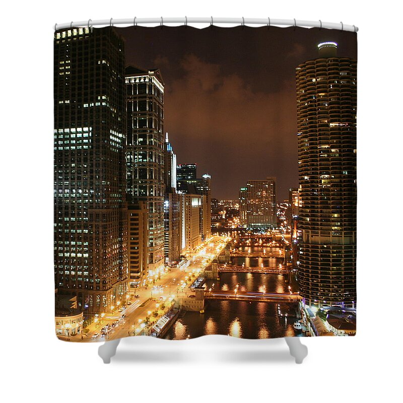 Cityscape Shower Curtain featuring the photograph Big City Lights by Julie Lueders 