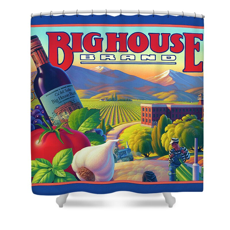 Big House Wine Shower Curtain featuring the painting Big House Red by Robin Moline