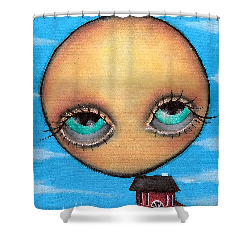 Sun Shower Curtain featuring the painting Big Huge Sun by Abril Andrade