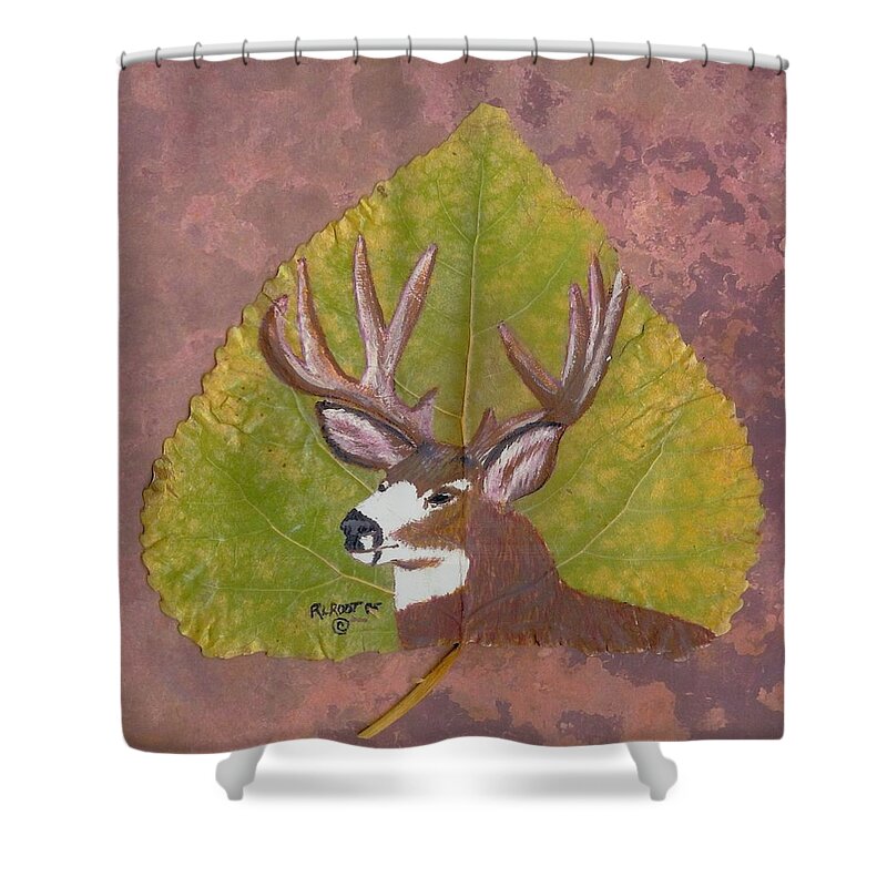 Deer Shower Curtain featuring the painting Big Mule deer Buck by Ralph Root