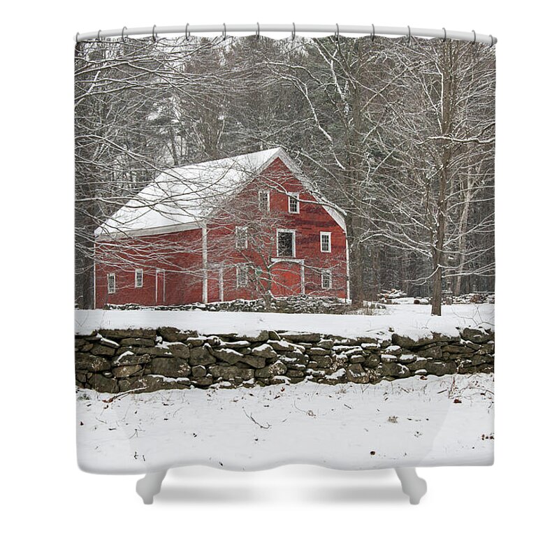 Garage Shower Curtain featuring the photograph Big Red Barn by Brett Pelletier
