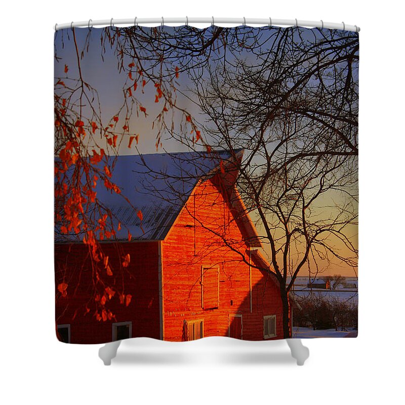 Barn Shower Curtain featuring the photograph Big red barn by Julie Lueders 
