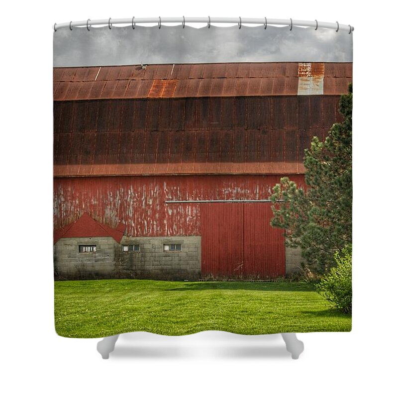 Barn Shower Curtain featuring the photograph 0005 - Big Red IV by Sheryl L Sutter