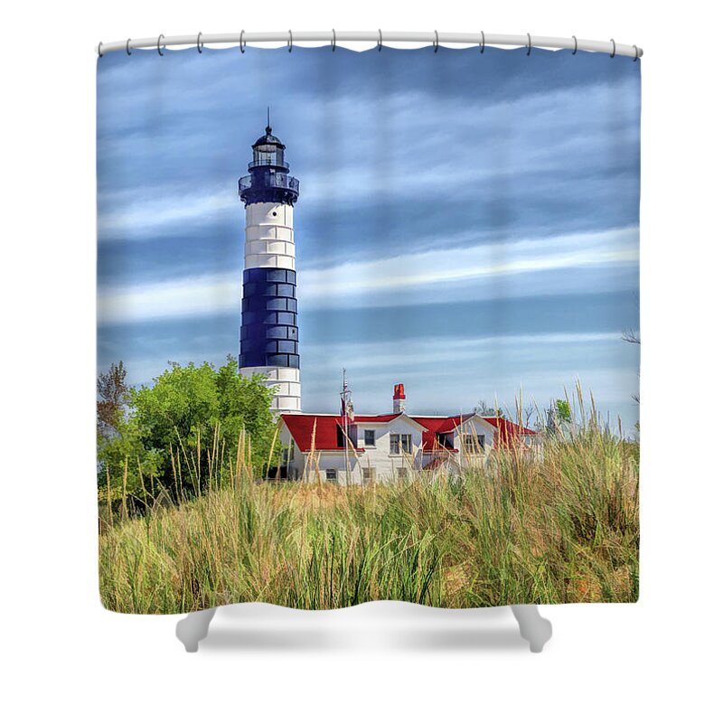 Big Sable Point Shower Curtain featuring the painting Big Sable Point by Christopher Arndt