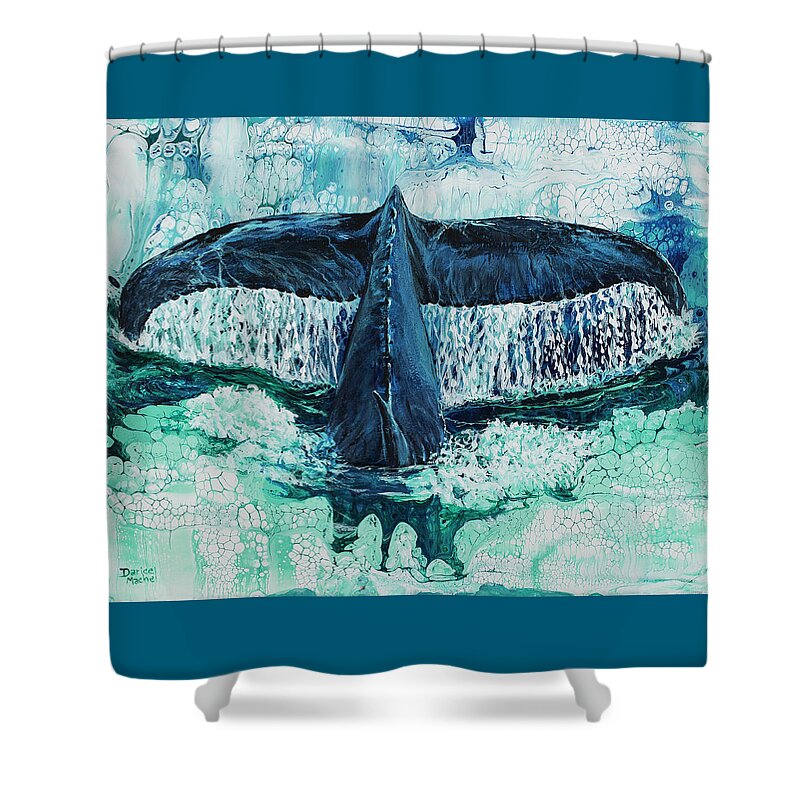 Whale Shower Curtain featuring the painting Big Splash On Maui by Darice Machel McGuire