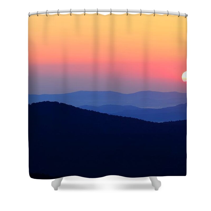 Blue Ridge Parkway Sunrise Shower Curtain featuring the photograph Big Sunrise Off Blue Ridge Parkway by Carol Montoya