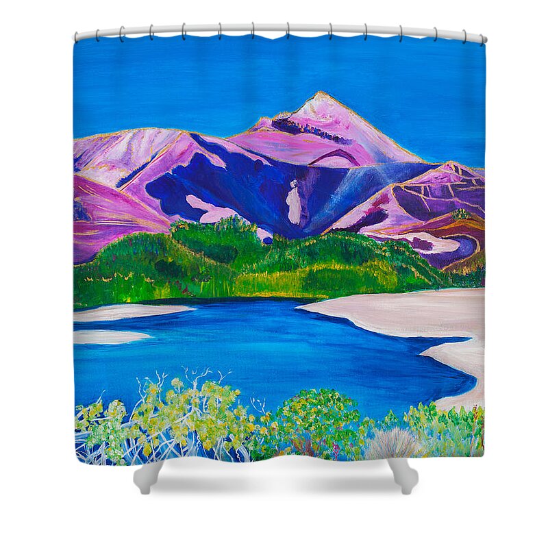 Mountains Shower Curtain featuring the painting Big Sur 30 x 40 by Santana Star