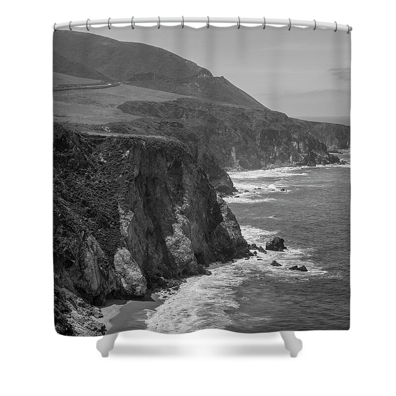 Pacific Shower Curtain featuring the photograph Big Sur Coast III BW by David Gordon